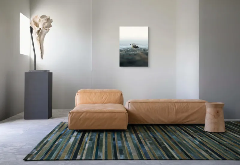 Tablou Canvas, "Pescărușul pe țărmul tăcut al mării", Pescăruș, Ocean, Zori, Seninătate, Echo., 50 x 70 cm – poza 7