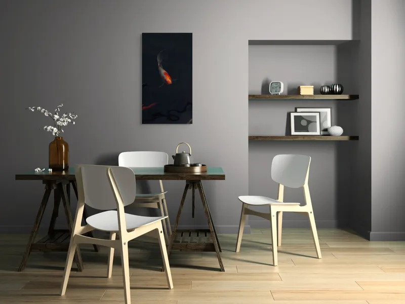Tablou Canvas, "Pești koi în adâncul apei", Pește, Apă, Întuneric, Reflectare, Calm, Eleganță, Solitudine., 50 x 90 cm – poza 4