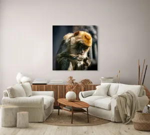 Tablou Canvas, "Maimuță contemplând liniștea în natură", 100 x 100 cm – poza 3