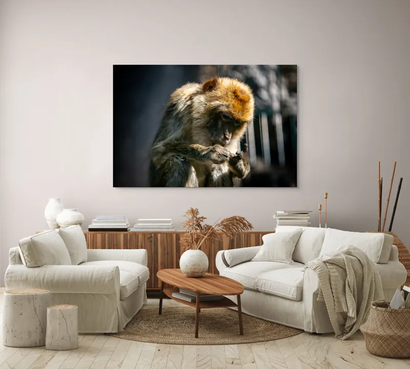 Tablou Canvas, "Maimuță contemplând liniștea în natură", 150 x 100 cm – poza 3