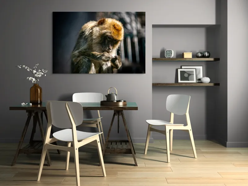 Tablou Canvas, "Maimuță contemplând liniștea în natură", 150 x 100 cm – poza 5