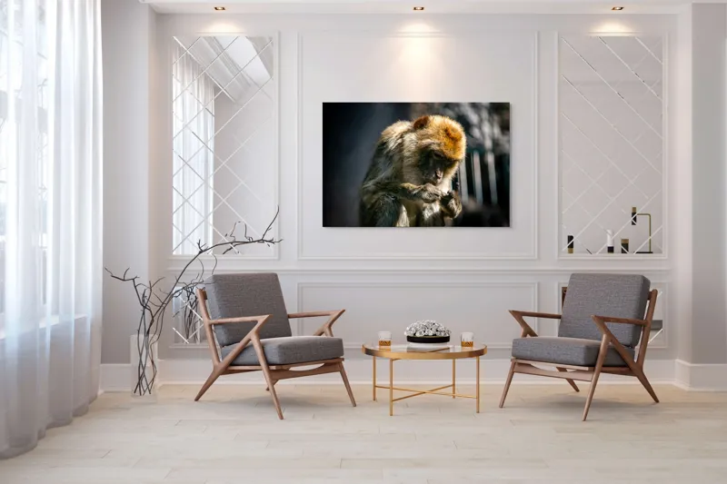 Tablou Canvas, "Maimuță contemplând liniștea în natură", 150 x 100 cm – poza 7