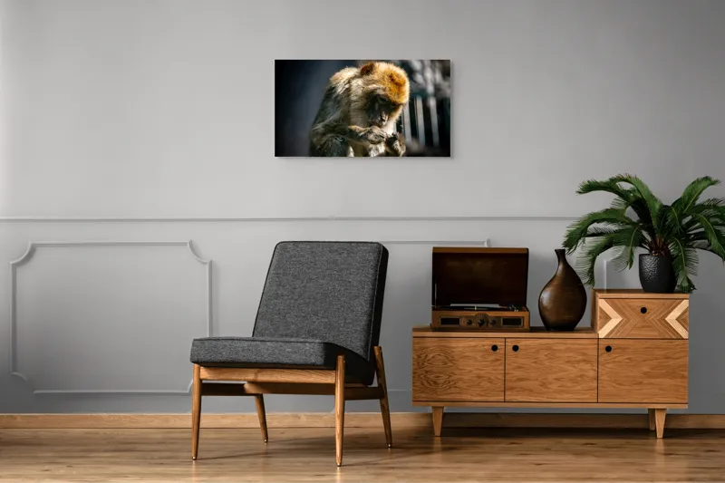 Tablou Canvas, "Maimuță contemplând liniștea în natură", 90 x 50 cm – poza 6