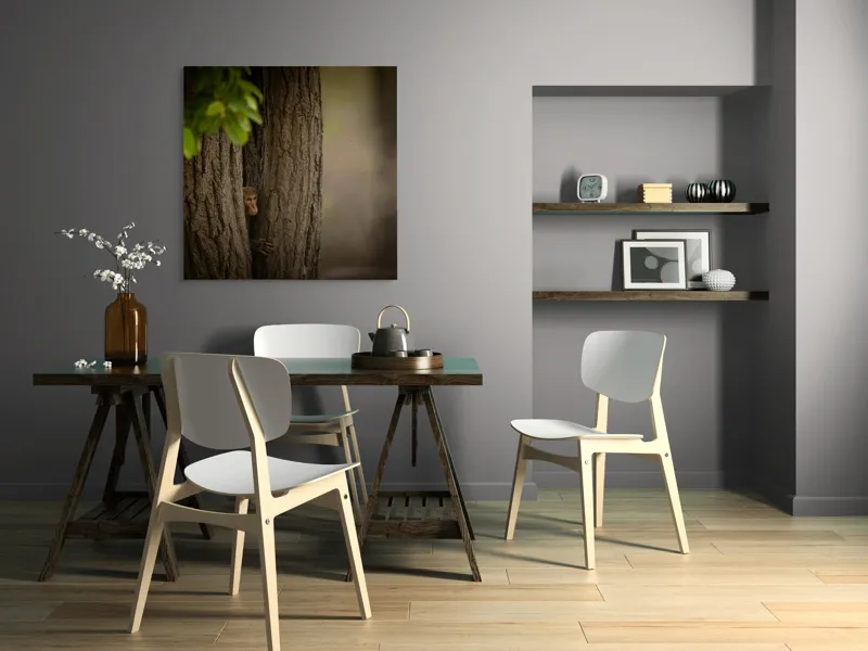 Tablou Canvas, "Maimuța ascunsă între copaci verzi", 100 x 100 cm – poza 6