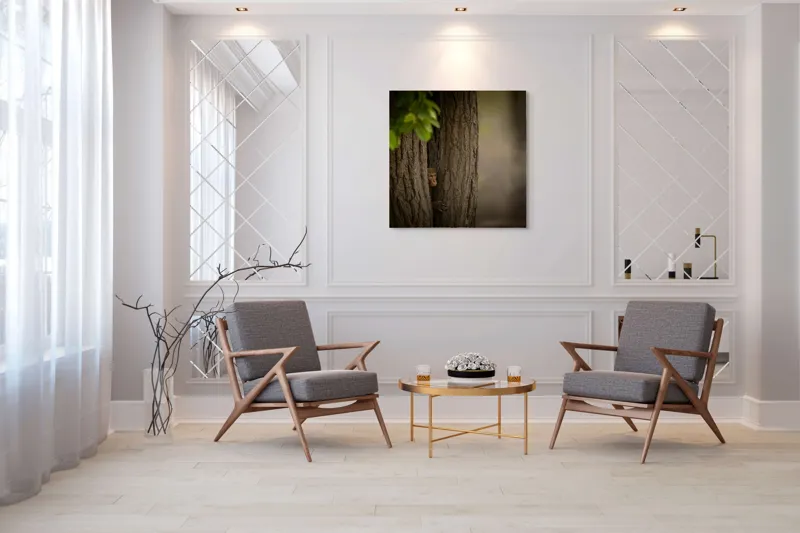 Tablou Canvas, "Maimuța ascunsă între copaci verzi", 100 x 100 cm – poza 7