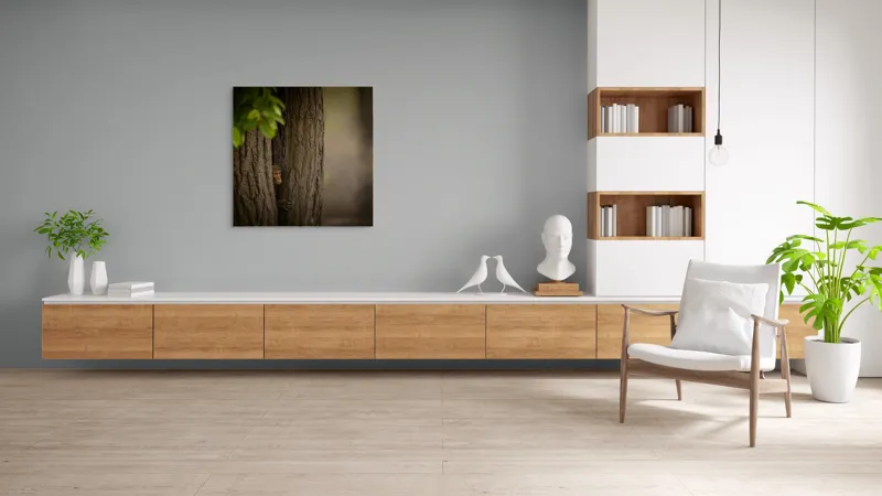 Tablou Canvas, "Maimuța ascunsă între copaci verzi", 100 x 100 cm – poza 8
