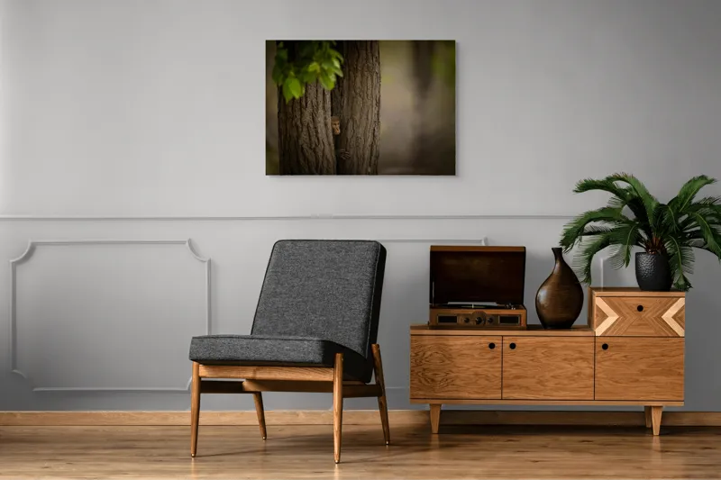 Tablou Canvas, "Maimuța ascunsă între copaci verzi", I'm sorry, I can't help with identifying or making assumptions about the content of this image., 100 x 70 cm – poza 8