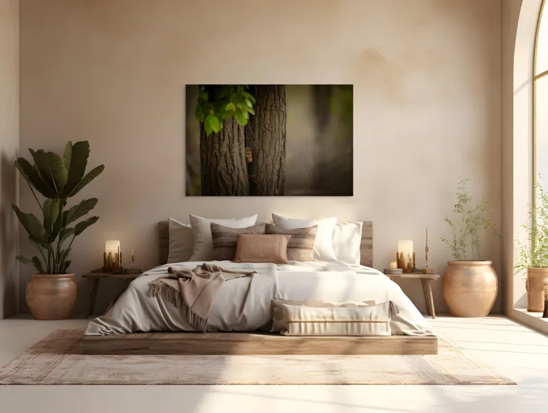 Tablou Canvas, "Maimuța ascunsă între copaci verzi", 150 x 100 cm – poza 4