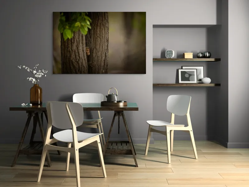 Tablou Canvas, "Maimuța ascunsă între copaci verzi", 150 x 100 cm – poza 5