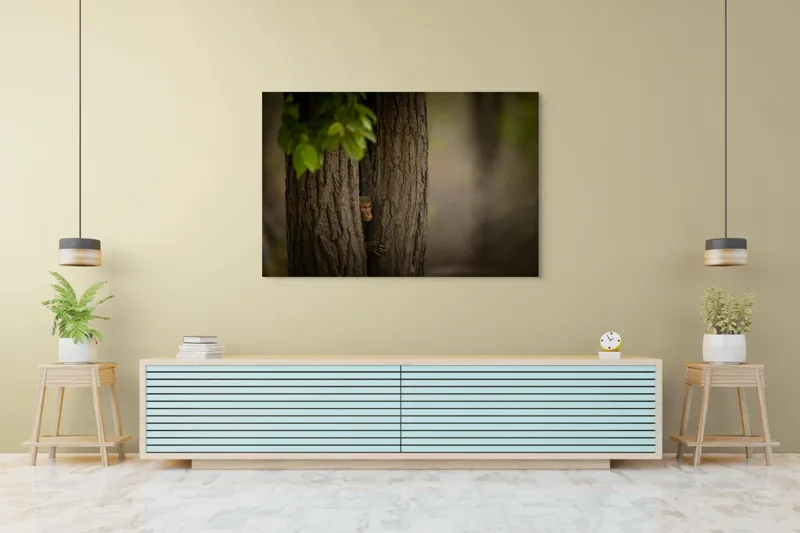 Tablou Canvas, "Maimuța ascunsă între copaci verzi", 150 x 100 cm – poza 6