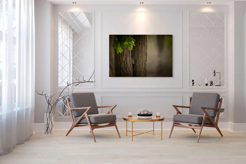 Tablou Canvas, "Maimuța ascunsă între copaci verzi", 150 x 100 cm – poza 7