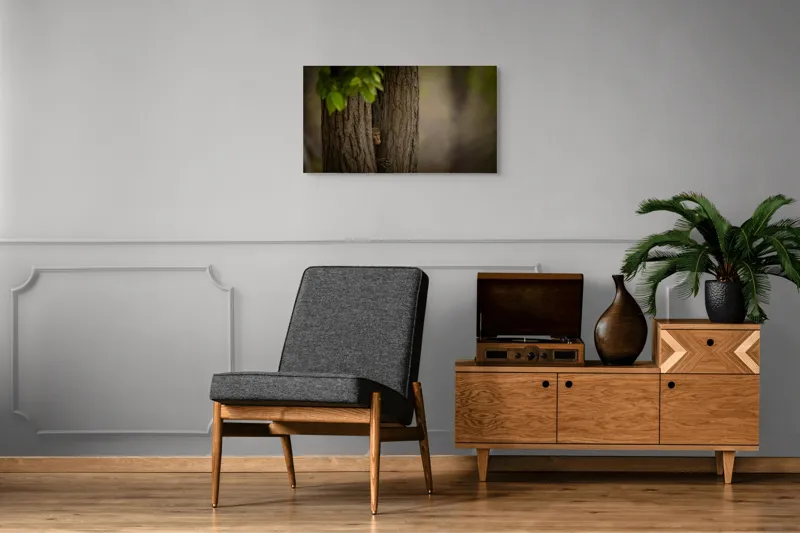 Tablou Canvas, "Maimuța ascunsă între copaci verzi", 90 x 50 cm – poza 6