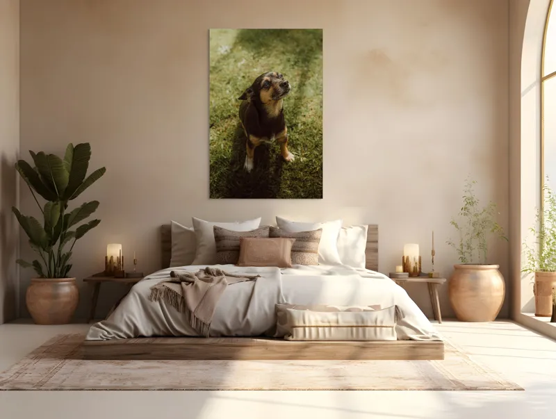 Tablou Canvas, "Cățel atent în lumina soarelui", 100 x 150 cm – poza 3