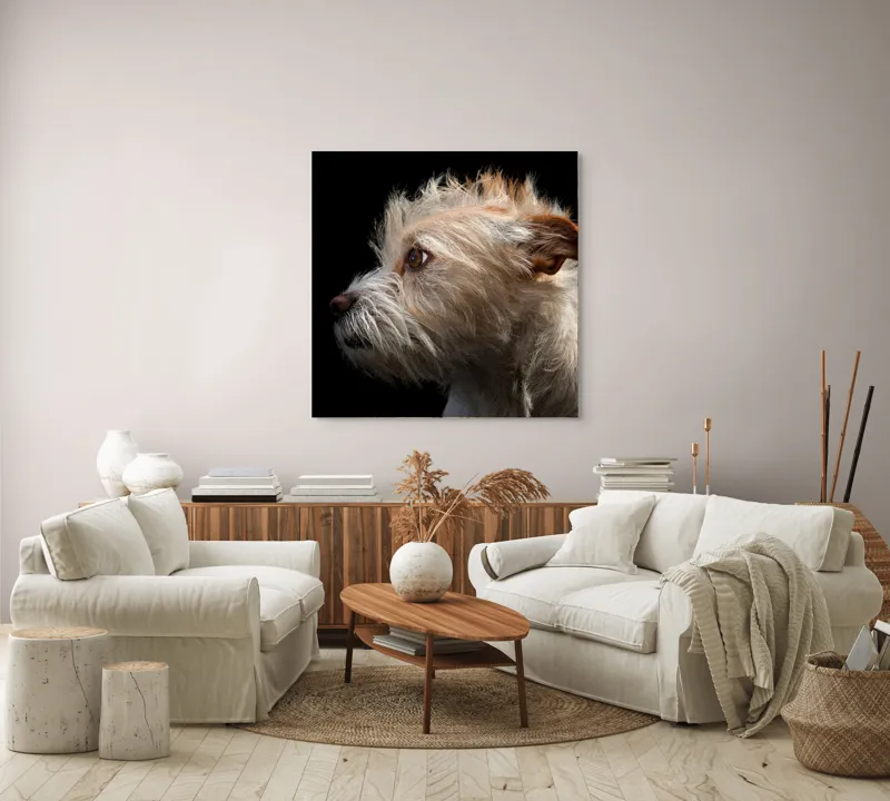 Tablou Canvas, "Portretul unui câine visător", 100 x 100 cm – poza 3
