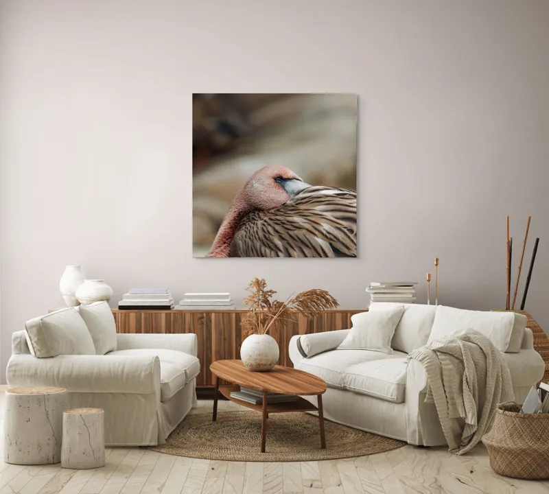Tablou Canvas, "Pasărea somnoroasă pe malul apei", 100 x 100 cm – poza 3