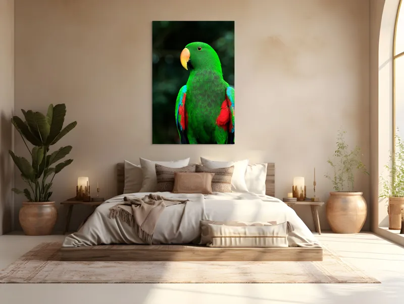 Tablou Canvas, "Papagalul verde în lumina dimineții", 100 x 150 cm – poza 3