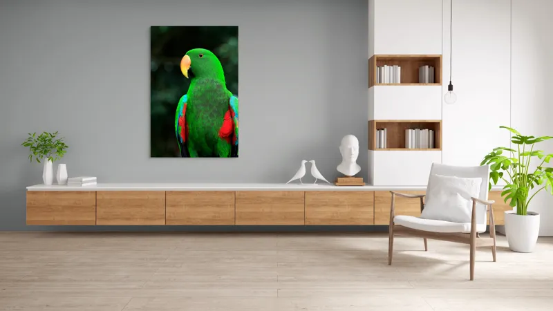 Tablou Canvas, "Papagalul verde în lumina dimineții", 100 x 150 cm – poza 8