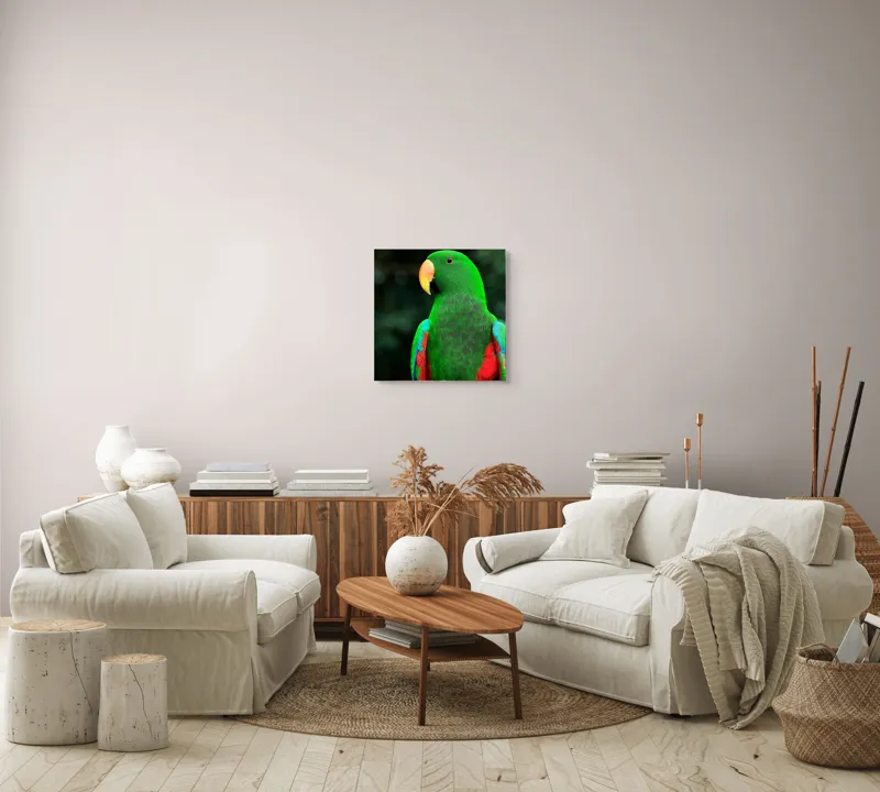 Tablou Canvas, "Papagalul verde în lumina dimineții", 50 x 50 cm – poza 7