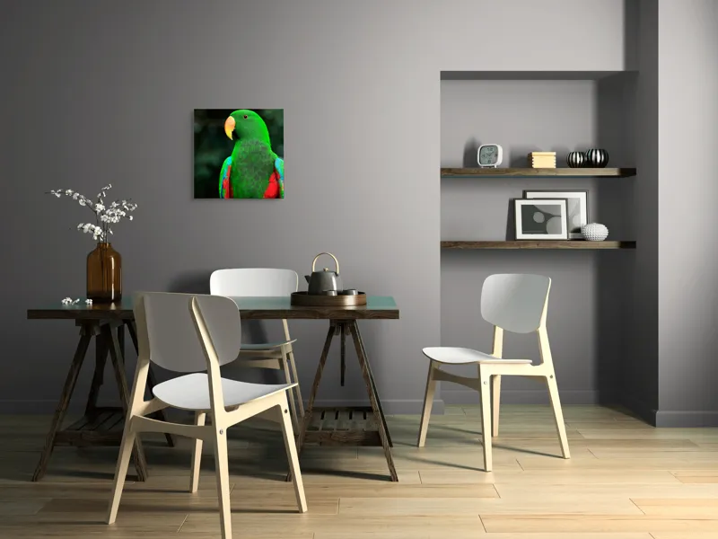 Tablou Canvas, "Papagalul verde în lumina dimineții", 50 x 50 cm – poza 8