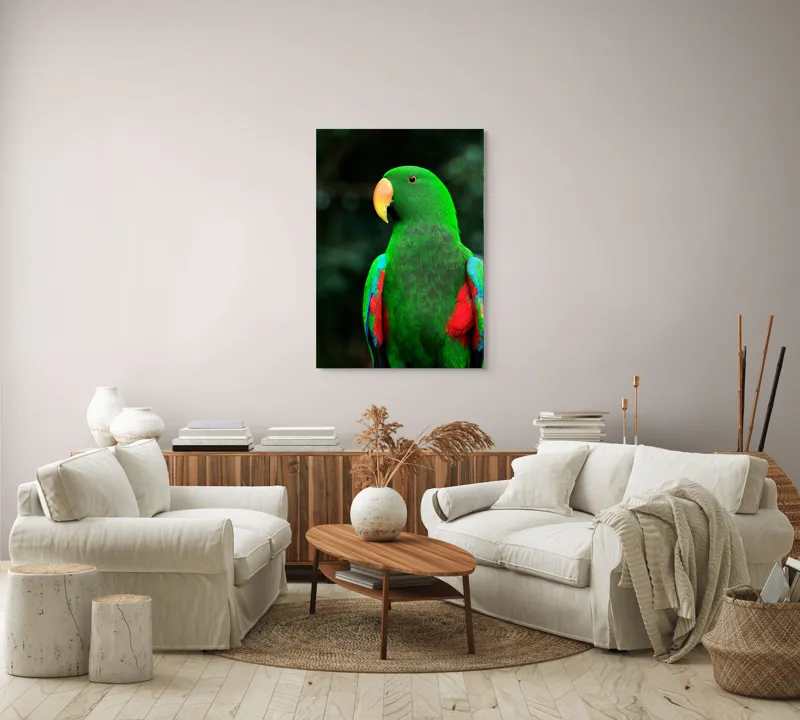Tablou Canvas, "Papagalul verde în lumina dimineții", 70 x 100 cm – poza 4