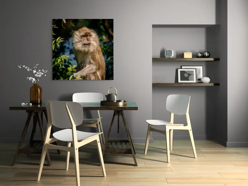 Tablou Canvas, "Maimuța contemplativă în natură vibrantă", Nu pot spune ce animal este aici., 100 x 100 cm – poza 6
