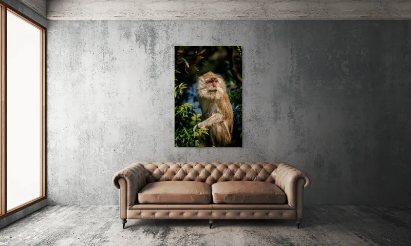 Tablou Canvas, "Maimuța contemplativă în natură vibrantă", Nu pot spune ce animal este aici., 100 x 150 cm – poza 6