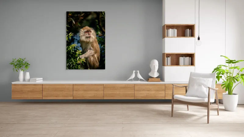 Tablou Canvas, "Maimuța contemplativă în natură vibrantă", Nu pot spune ce animal este aici., 100 x 150 cm – poza 8
