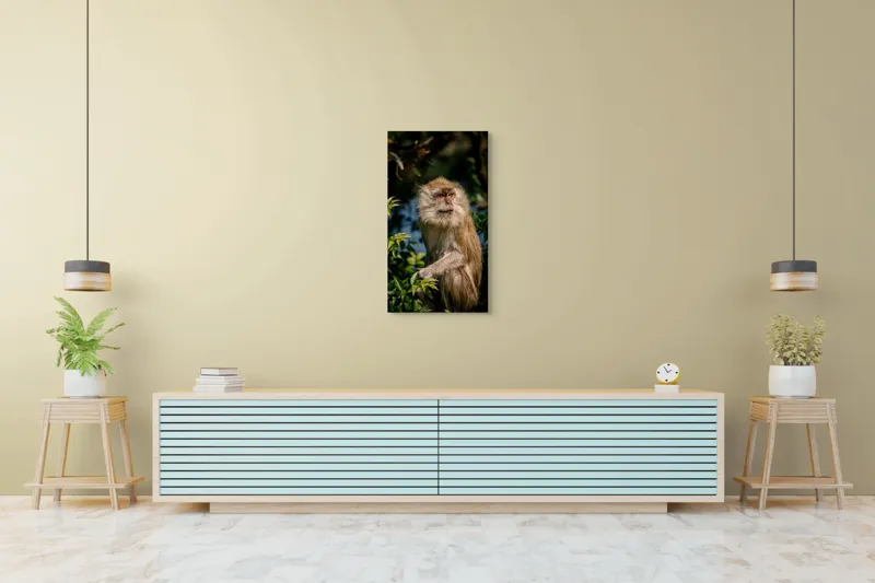 Tablou Canvas, "Maimuța contemplativă în natură vibrantă", 50 x 90 cm – poza 6