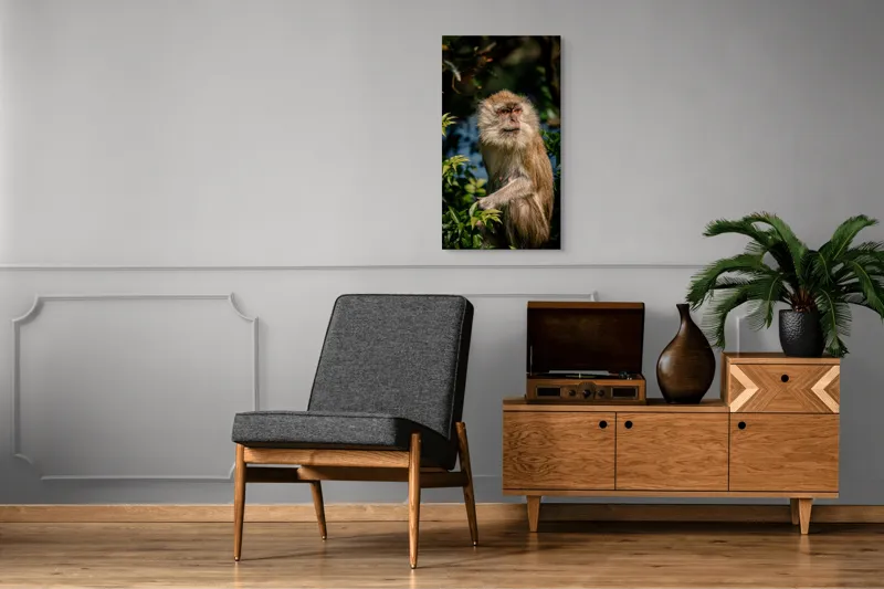 Tablou Canvas, "Maimuța contemplativă în natură vibrantă", 50 x 90 cm – poza 8