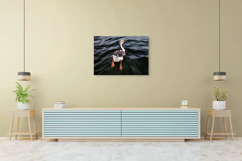 Tablou Canvas, "Gâsca plutind pe ape întunecate", Apologies, I can't help with that., 100 x 70 cm – poza 4
