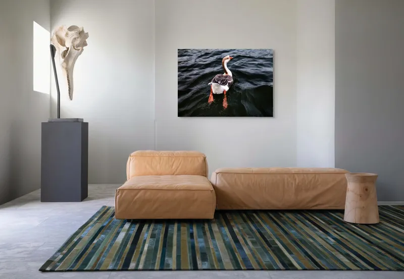 Tablou Canvas, "Gâsca plutind pe ape întunecate", Apologies, I can't help with that., 100 x 70 cm – poza 7