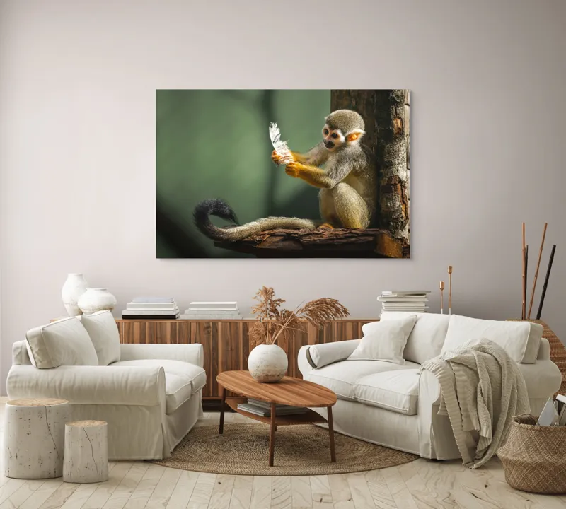 Tablou Canvas, "Maimuța descoperă penajul neașteptat", Nu știu cine este în această imagine., 150 x 100 cm – poza 3