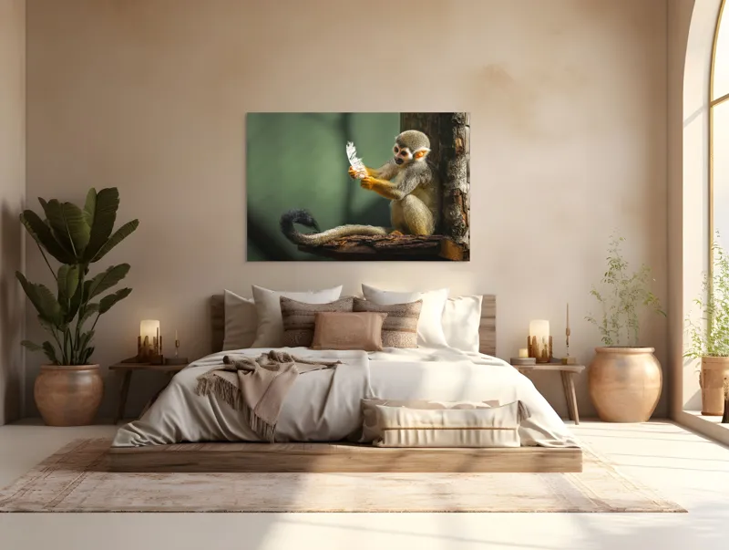 Tablou Canvas, "Maimuța descoperă penajul neașteptat", Nu știu cine este în această imagine., 150 x 100 cm – poza 4