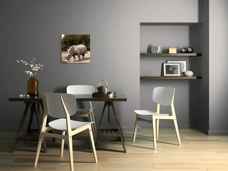 Tablou Canvas, "Rinocerul contemplând apa liniștită", 50 x 50 cm – poza 8