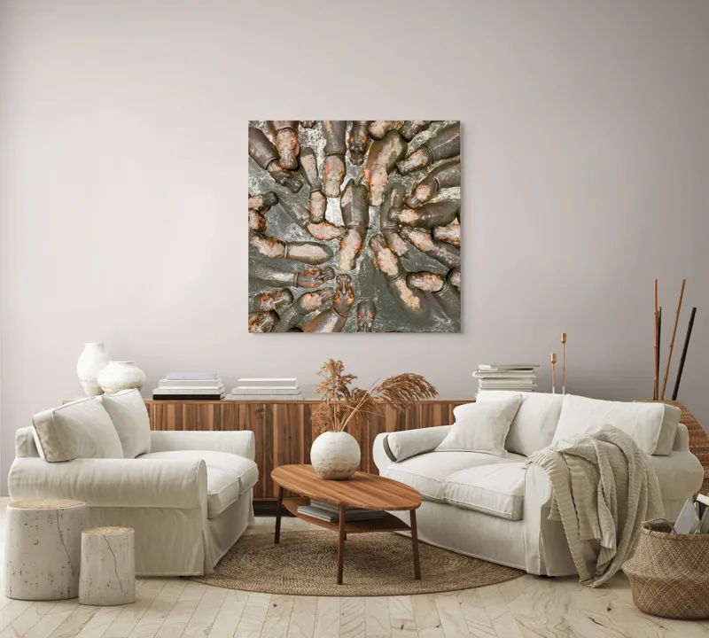 Tablou Canvas, "Hipopotami la bălăceală în soare", 100 x 100 cm – poza 3