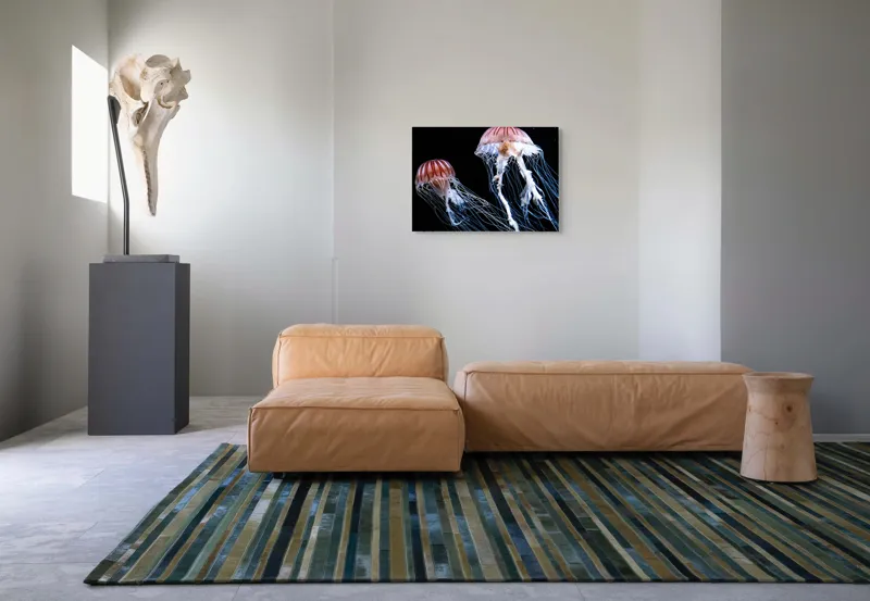 Tablou Canvas, "Dansul grațios al meduzelor în noapte", Luminișuri, Grație, Culoare, Ocean, Mister, Vals, Eleganță, Fragilitate, 70 x 50 cm – poza 8