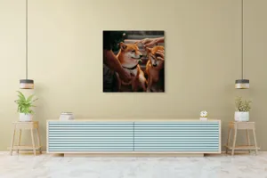 Tablou Canvas, "Câini răsfățați la apusul soarelui", 100 x 100 cm – poza 5
