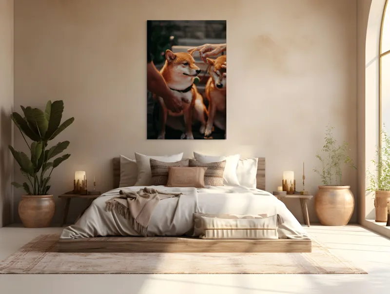 Tablou Canvas, "Câini răsfățați la apusul soarelui", 100 x 150 cm – poza 3