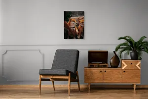 Tablou Canvas, "Câini răsfățați la apusul soarelui", 50 x 70 cm – poza 8