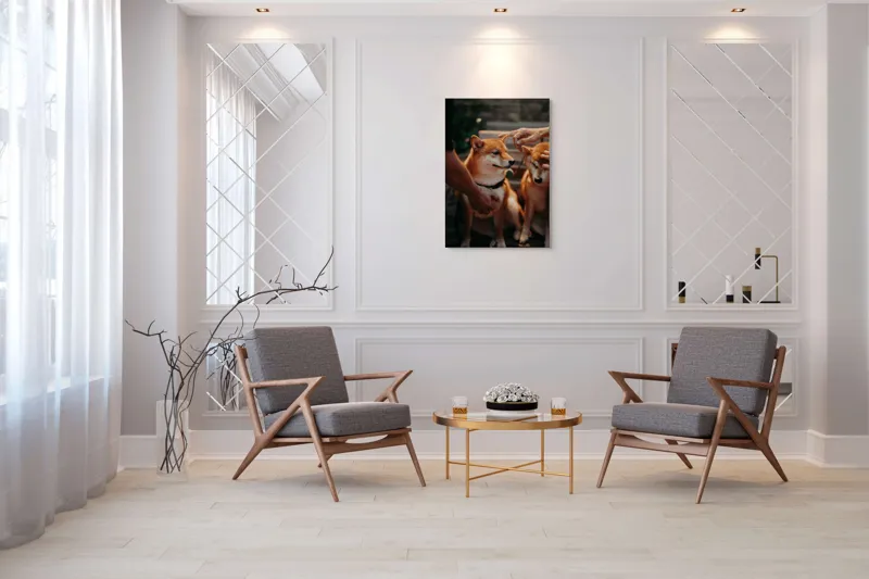 Tablou Canvas, "Câini răsfățați la apusul soarelui", 70 x 100 cm – poza 8