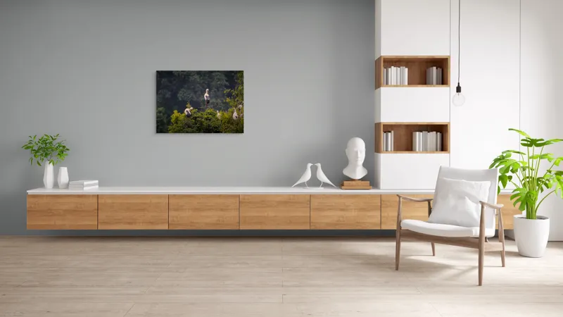 Tablou Canvas, "Berze pe culmea pădurii verzi", Pasari, Copaci, Verdeata, Natura, Liniste, Armonie, Peisaj, Frumusete, 100 x 70 cm – poza 6