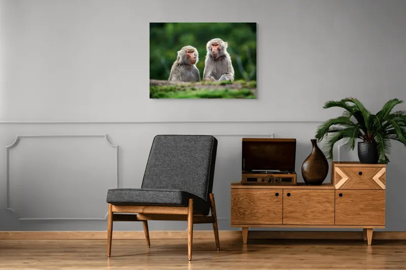 Tablou Canvas, "Maimuțe contemplând lumea verde", 100 x 70 cm – poza 8