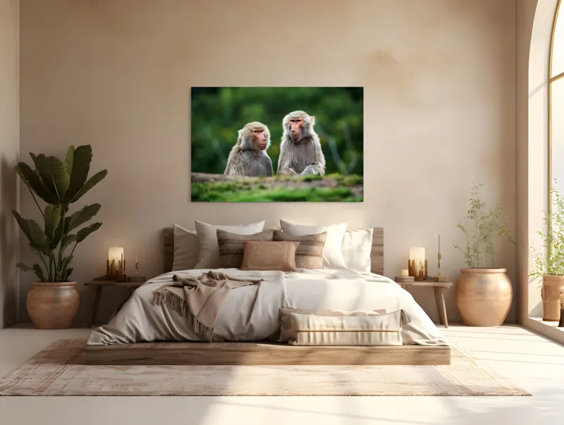 Tablou Canvas, "Maimuțe contemplând lumea verde", 150 x 100 cm – poza 4