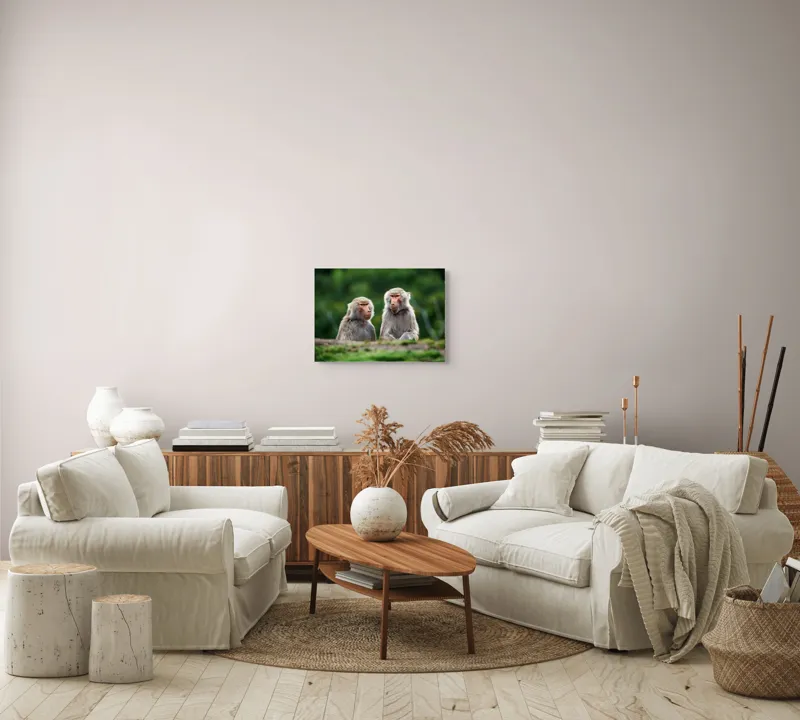 Tablou Canvas, "Maimuțe contemplând lumea verde", 54 x 39 cm – poza 5
