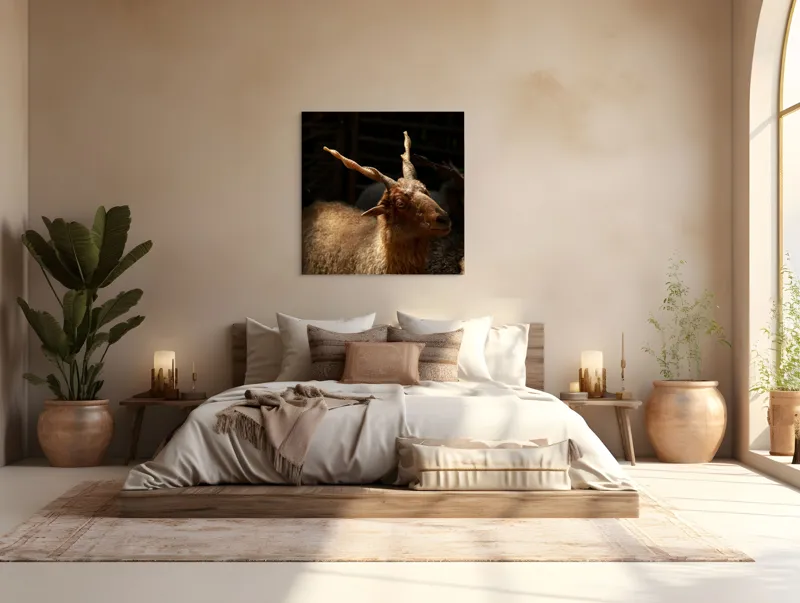 Tablou Canvas, "Capra în lumina soarelui blând", 100 x 100 cm – poza 4
