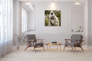 Tablou Canvas, "Maimuța contemplativă în natură liniștită", 100 x 100 cm – poza 7
