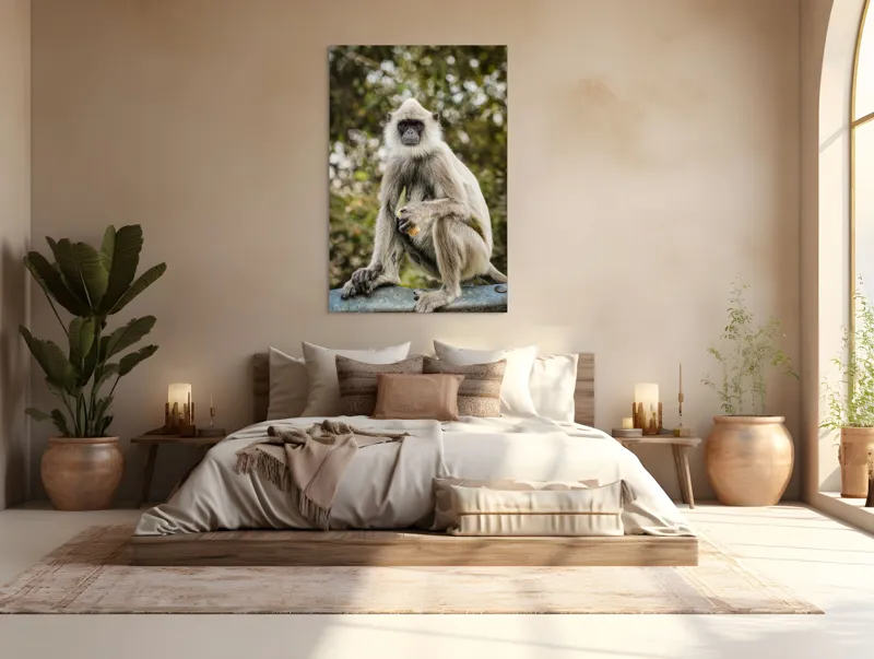 Tablou Canvas, "Maimuța contemplativă în natură liniștită", 100 x 150 cm – poza 3
