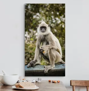 Tablou Canvas, "Maimuța contemplativă în natură liniștită", 50 x 90 cm – poza 3