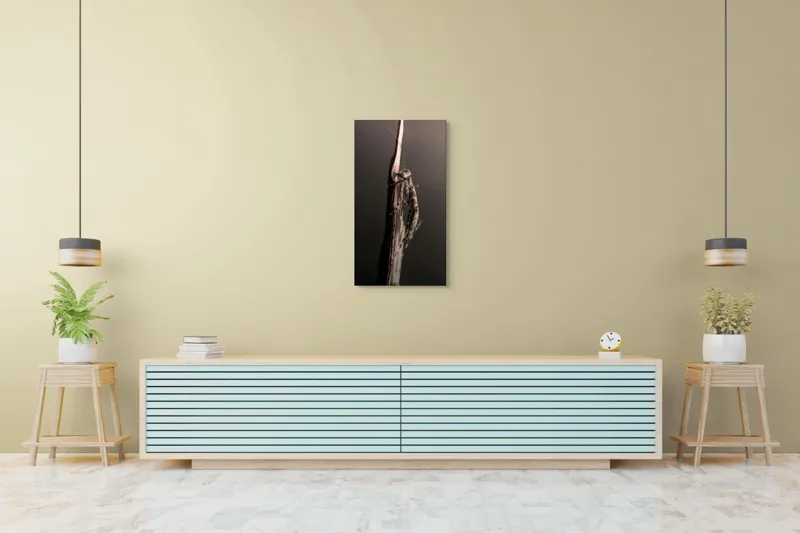 Tablou Canvas, "Mantis ascunzându-se pe tulpina uscată", Mantis, Lujit, Natură, Veveriță, Microscopic, Contrast, Delicat, Tulpină, Echilibru, Subtilitate, 50 x 90 cm – poza 6