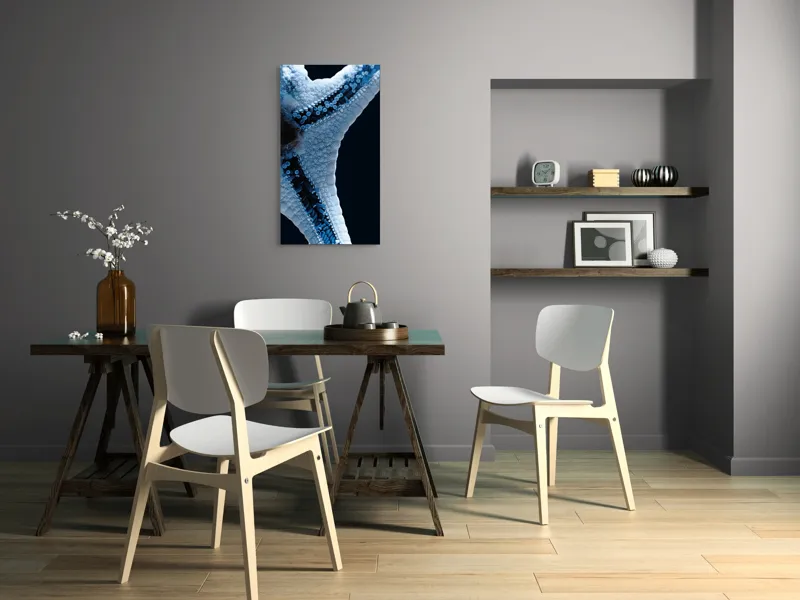 Tablou Canvas, "Steaua de mare albăstruie strălucitoare", Albastru, Textură, Stea, Marin, Detaliu, Ocean, Contrast, Natură, 50 x 90 cm – poza 4